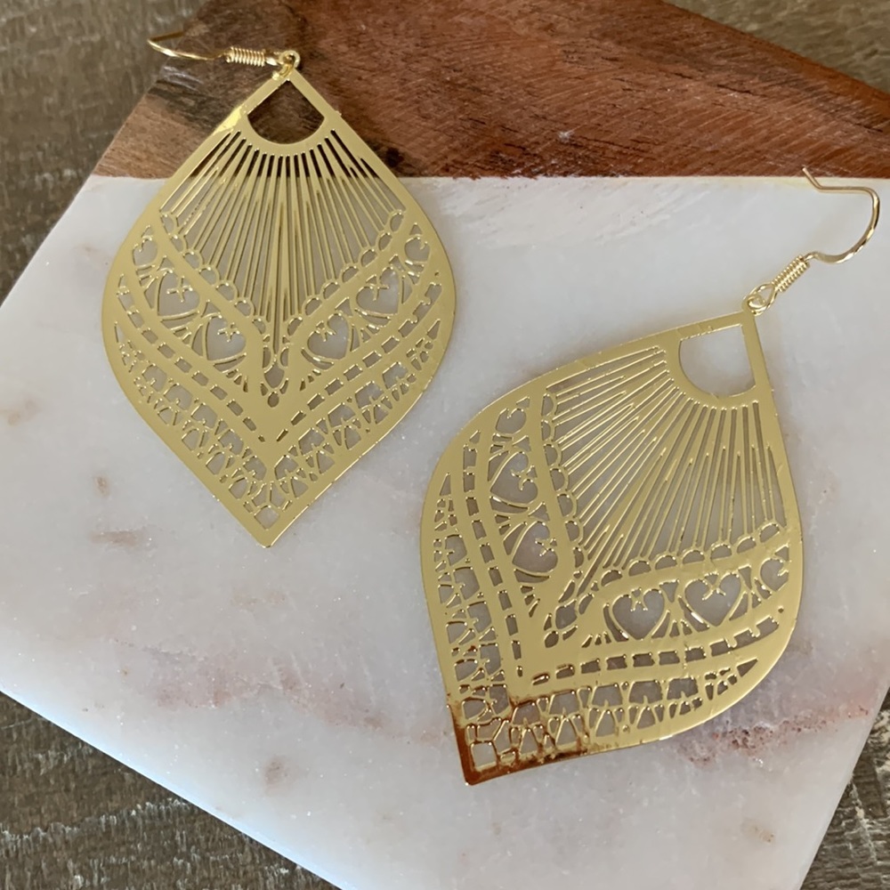 Gold Filigree Drop Earrings